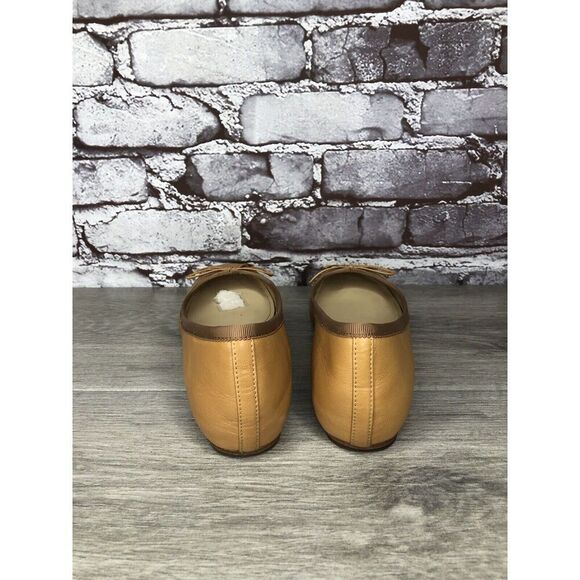 Saks Fifth Ave 10022-Shoe Tan Brown Leather Bow Ballet Flats Women 6.5M US/37EU - Picture 3 of 16